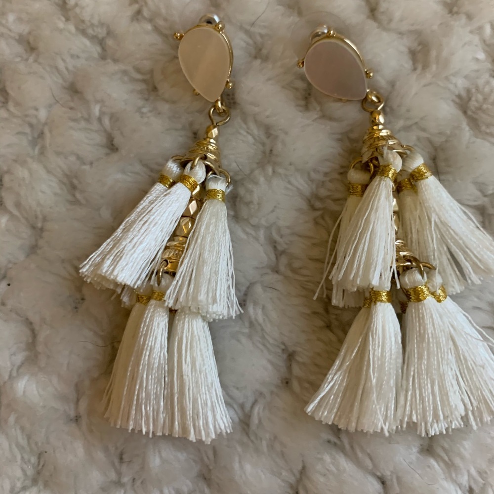 White tassel drop earring